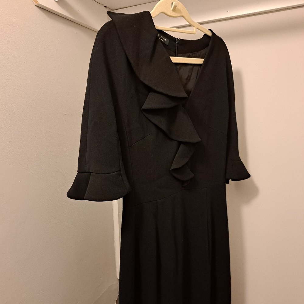 Marlow Black Ruffled V-Neck Dress